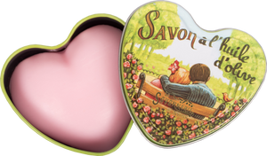 La Savonnerie de Nyons: Heart-Shaped Rose Soap in Metal Tin, 100g